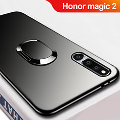 Funda Silicona Ultrafina Goma con Magnetico Anillo de dedo Soporte A02 para Huawei Honor Magic 2 Negro