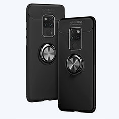 Funda Silicona Ultrafina Goma con Magnetico Anillo de dedo Soporte A02 para Huawei Mate 20 Negro