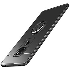 Funda Silicona Ultrafina Goma con Magnetico Anillo de dedo Soporte A03 para Huawei Mate 20 Negro