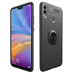 Funda Silicona Ultrafina Goma con Magnetico Anillo de dedo Soporte para Huawei Honor 8X Negro