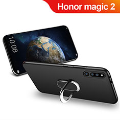 Funda Silicona Ultrafina Goma con Magnetico Anillo de dedo Soporte para Huawei Honor Magic 2 Negro