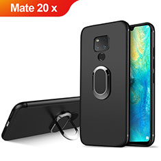 Funda Silicona Ultrafina Goma con Magnetico Anillo de dedo Soporte para Huawei Mate 20 X 5G Negro