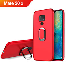 Funda Silicona Ultrafina Goma con Magnetico Anillo de dedo Soporte para Huawei Mate 20 X Rojo