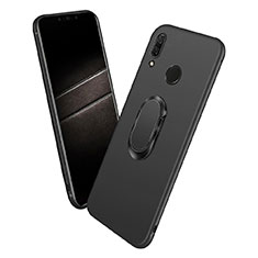 Funda Silicona Ultrafina Goma con Magnetico Anillo de dedo Soporte para Huawei P Smart+ Plus Negro