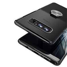 Funda Silicona Ultrafina Goma con Magnetico Anillo de dedo Soporte para Samsung Galaxy Note 8 Duos N950F Negro