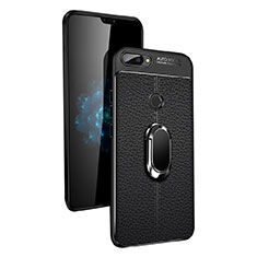 Funda Silicona Ultrafina Goma con Magnetico Anillo de dedo Soporte para Xiaomi Mi 8 Lite Negro
