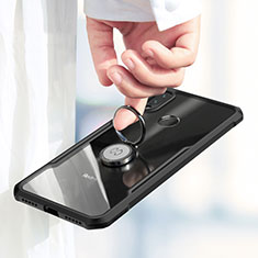 Funda Silicona Ultrafina Goma con Magnetico Anillo de dedo Soporte para Xiaomi Redmi Note 7 Pro Negro