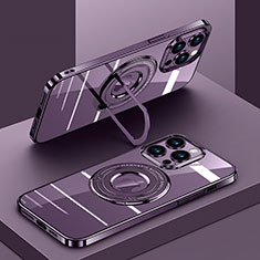 Funda Silicona Ultrafina Transparente con Mag-Safe Magnetic AC1 para Apple iPhone 13 Pro Max Morado