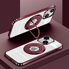 Funda Silicona Ultrafina Transparente con Mag-Safe Magnetic AC1 para Apple iPhone 13 Rojo