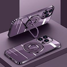 Funda Silicona Ultrafina Transparente con Mag-Safe Magnetic AC1 para Apple iPhone 14 Pro Morado