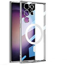 Funda Silicona Ultrafina Transparente con Mag-Safe Magnetic AC1 para Samsung Galaxy S21 Ultra 5G Plata