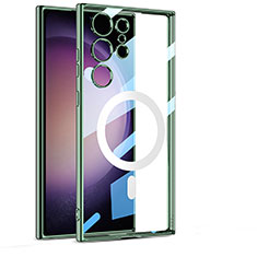 Funda Silicona Ultrafina Transparente con Mag-Safe Magnetic AC1 para Samsung Galaxy S24 Ultra 5G Verde