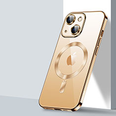 Funda Silicona Ultrafina Transparente con Mag-Safe Magnetic LD2 para Apple iPhone 14 Plus Oro