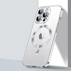 Funda Silicona Ultrafina Transparente con Mag-Safe Magnetic LD2 para Apple iPhone 14 Pro Max Plata