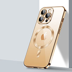 Funda Silicona Ultrafina Transparente con Mag-Safe Magnetic LD2 para Apple iPhone 14 Pro Oro