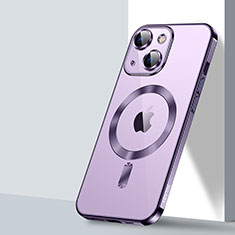 Funda Silicona Ultrafina Transparente con Mag-Safe Magnetic LD2 para Apple iPhone 15 Plus Morado