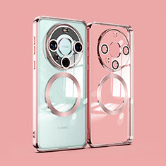 Funda Silicona Ultrafina Transparente con Mag-Safe Magnetic P01 para Huawei Mate 60 Oro Rosa