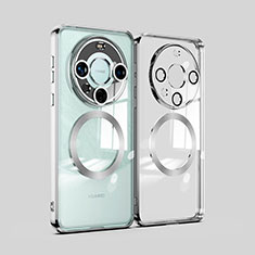 Funda Silicona Ultrafina Transparente con Mag-Safe Magnetic P01 para Huawei Mate 60 Pro Plata