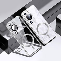 Funda Silicona Ultrafina Transparente con Mag-Safe Magnetic S01 para Huawei P60 Plata