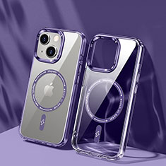 Funda Silicona Ultrafina Transparente con Mag-Safe Magnetic TB1 para Apple iPhone 14 Plus Morado