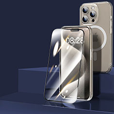 Funda Silicona Ultrafina Transparente con Mag-Safe Magnetic y Protector de Pantalla para Apple iPhone 15 Pro Max Claro