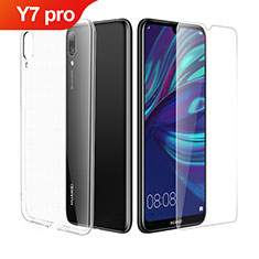 Funda Silicona Ultrafina Transparente con Protector de Pantalla para Huawei Y7 (2019) Claro