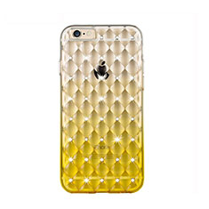 Funda Silicona Ultrafina Transparente Gradiente Diamante para Apple iPhone 6 Plus Amarillo