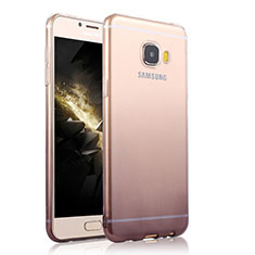 Funda Silicona Ultrafina Transparente Gradiente T04 para Samsung Galaxy C7 Pro C7010 Gris