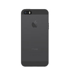 Funda Silicona Ultrafina Transparente Mate para Apple iPhone 5S Gris Oscuro