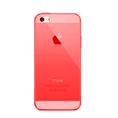 Funda Silicona Ultrafina Transparente Mate para Apple iPhone 5S Rojo