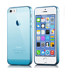 Funda Silicona Ultrafina Transparente para Apple iPhone 5S Azul