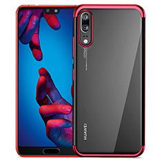 Funda Silicona Ultrafina Transparente T02 para Huawei P20 Rojo