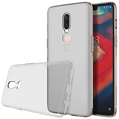 Funda Silicona Ultrafina Transparente T04 para OnePlus 6 Gris