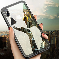 Funda Silicona Ultrafina Transparente V08 para Apple iPhone Xs Negro