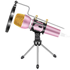 Mini Microfono Estereo de 3.5 mm con Soporte M03 para Samsung Galaxy S10 Lite Rosa
