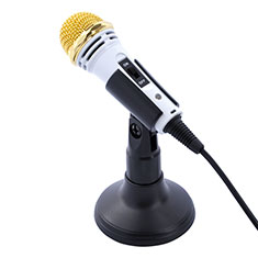 Mini Microfono Estereo de 3.5 mm con Soporte M07 para Samsung Galaxy M21 2021 Blanco