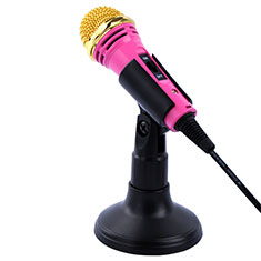 Mini Microfono Estereo de 3.5 mm con Soporte M07 para Oppo Find X7 5G Rosa