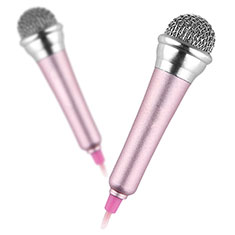 Mini Microfono Estereo de 3.5 mm con Soporte M12 para Samsung Galaxy M10 Rosa