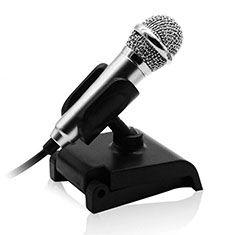Mini Microfono Estereo de 3.5 mm con Soporte para Oppo Reno Z Plata