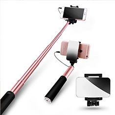 Palo Selfie Stick Extensible Conecta Mediante Cable Universal S11 para Samsung Galaxy M13 4G Oro Rosa