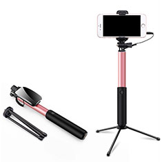 Palo Selfie Stick Extensible Conecta Mediante Cable Universal T35 para Apple iPhone 13 Pro Max Rosa
