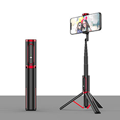 Palo Selfie Stick Tripode Bluetooth Disparador Remoto Extensible Universal T26 para Xiaomi Redmi Note 12 Pro Speed 5G Rojo y Negro