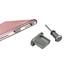 Tapon Antipolvo USB-B Jack Android Universal H01 para Samsung Galaxy A8 2018 Duos A530F Gris Oscuro