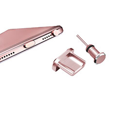 Tapon Antipolvo USB-B Jack Android Universal H01 para Samsung Galaxy Amp Prime 3 Oro Rosa