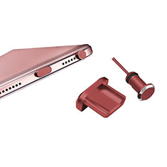 Tapon Antipolvo USB-B Jack Android Universal H01 para Samsung Galaxy A8 2018 Duos A530F Rojo