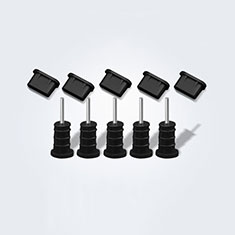 Tapon Antipolvo USB-C Jack Type-C Universal 5PCS para Apple iPhone 15 Negro