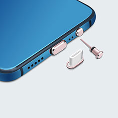 Tapon Antipolvo USB-C Jack Type-C Universal H05 para Apple iPhone 15 Plus Oro Rosa