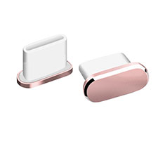 Tapon Antipolvo USB-C Jack Type-C Universal H06 para Apple iPhone 15 Pro Max Oro Rosa