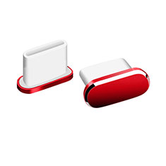 Tapon Antipolvo USB-C Jack Type-C Universal H06 para Apple iPhone 15 Pro Max Rojo