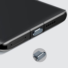Tapon Antipolvo USB-C Jack Type-C Universal H08 para Huawei Honor Play 6 Gris Oscuro
